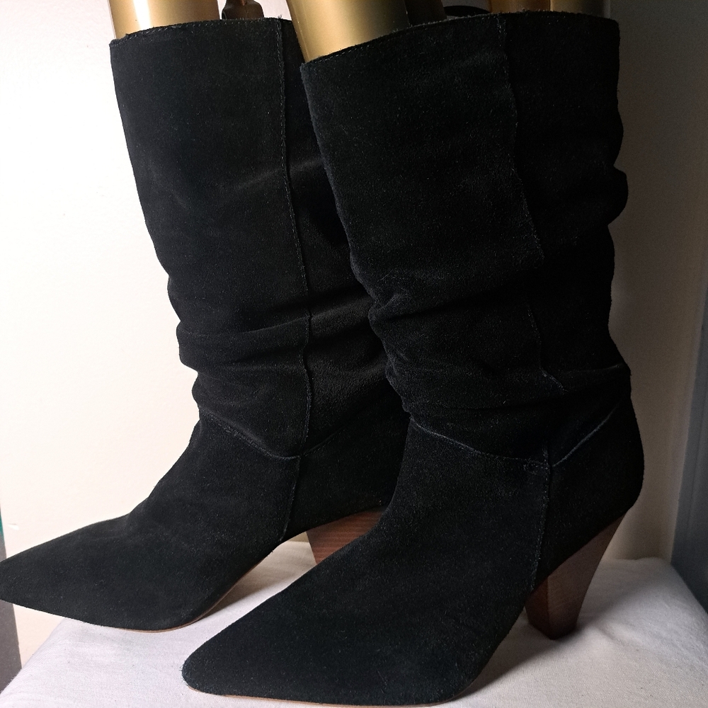 Kensie Black Heeled Sloushy Suede‎ Boots  Women Size 10M ***TRENDING*** - Picture 5 of 15